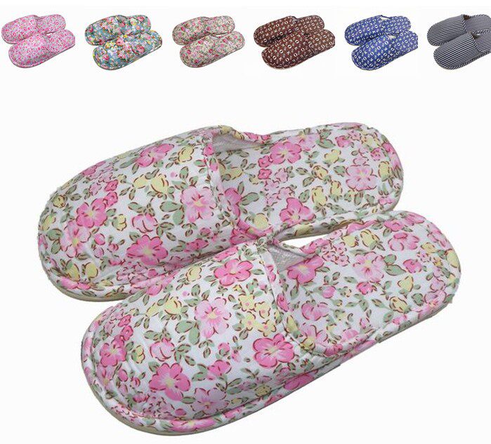 包邮 外贸家居家包头棉布底棉拖鞋春秋冬季男女情侣地板吹气防滑