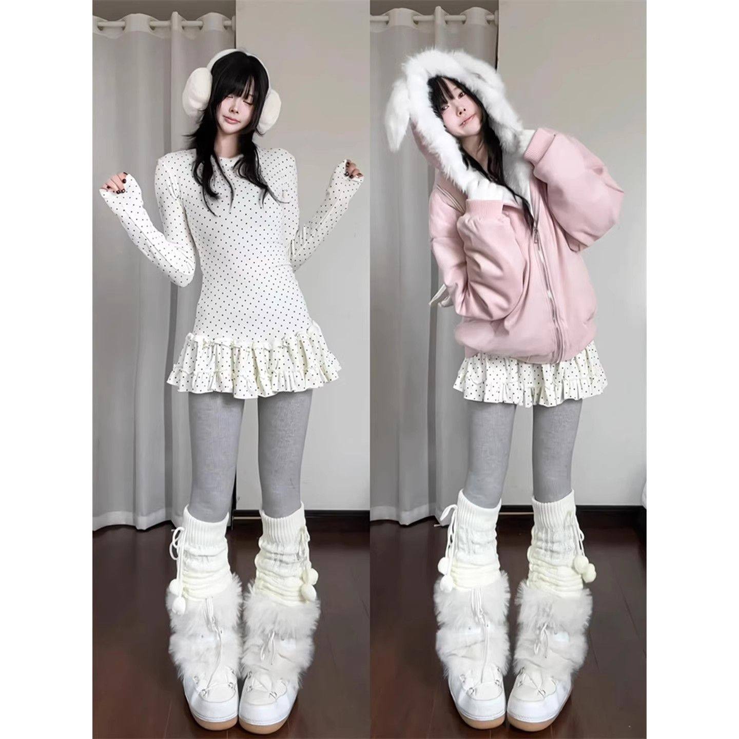 韩系波点花边裙摆叠穿长袖t恤女春秋季小众设计感收腰甜美风上衣,女装/女士精品,T恤,淘宝优惠券,粉丝福利购,淘宝优惠卷