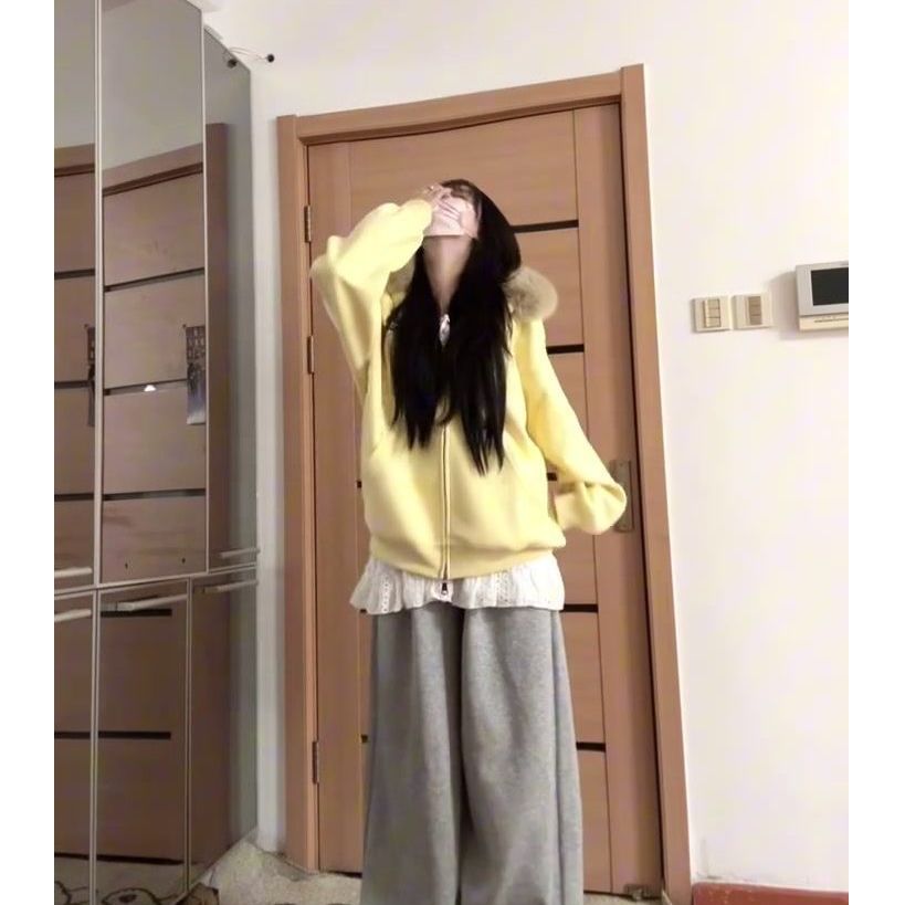 韩系多巴胺穿搭卫衣女秋冬季新款