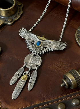 新品新款复古印第安雄鹰吊坠项链