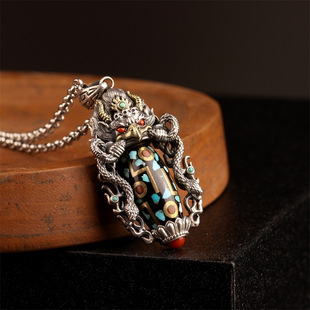 镀925银新品高档精品手工复古大鹏金翅鸟民族风个性项链吊坠男女