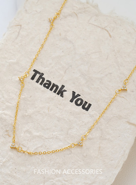 新品新款小清新三角锆石项链女极