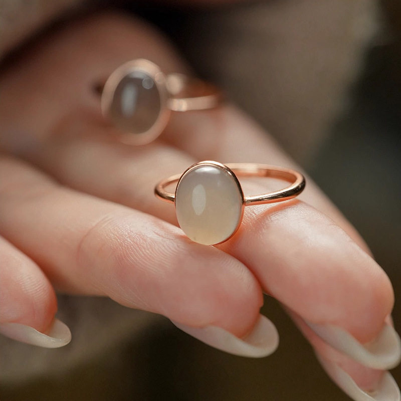 镀925银烟紫和田玉晴水蛋面可调节戒指轻奢高级感复古,饰品/流行首饰/时尚饰品新,戒指/指环,淘宝优惠券,粉丝福利购,淘宝优惠卷