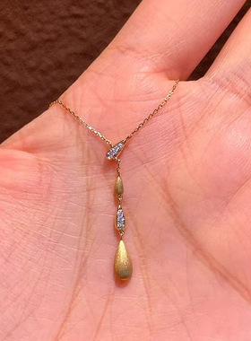 极简主义轻奢高级感拉丝水滴项链