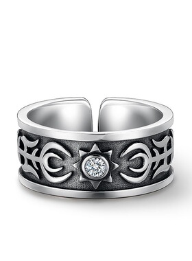 复古太阳图腾浮雕戒简约个性百搭