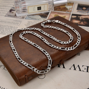 镀925银新款国潮风子母项链链克古巴链重工潮流嘻哈街头短链个性