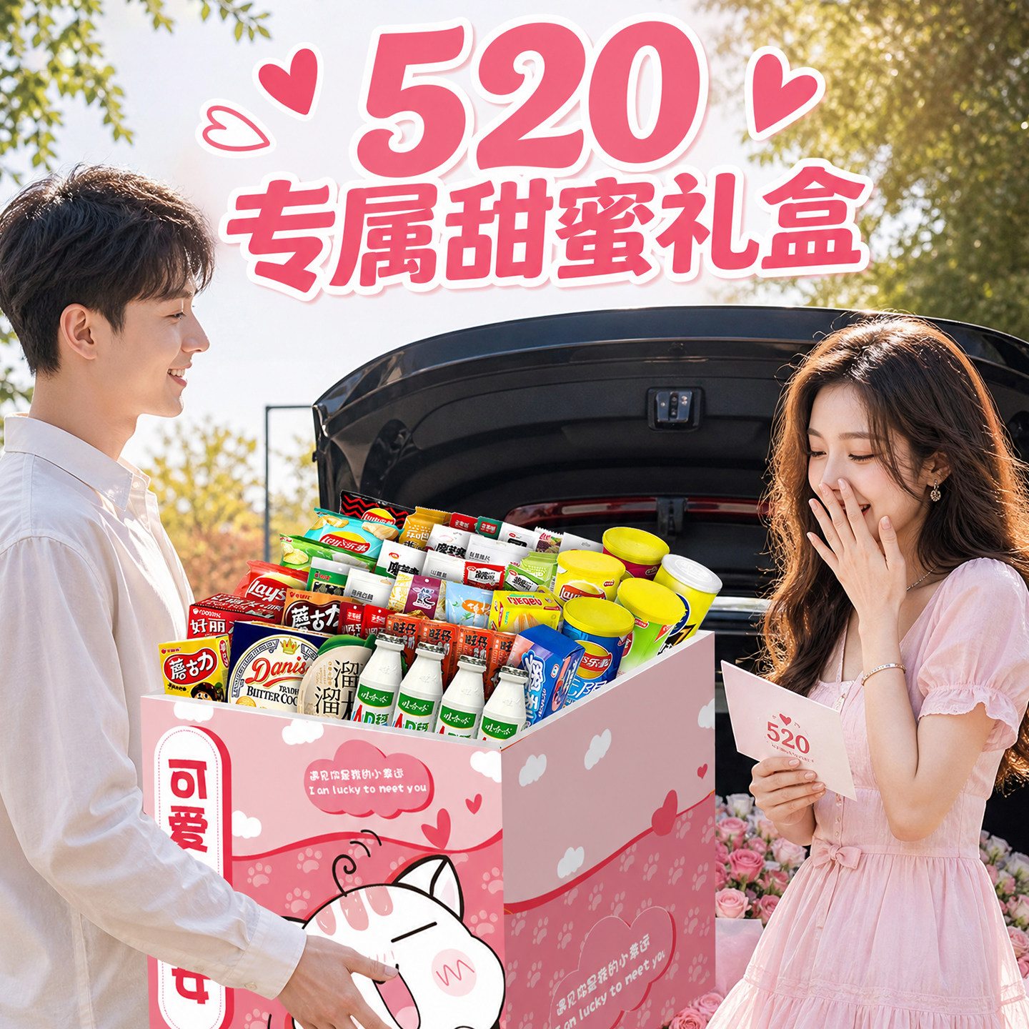 520零食大礼包送女友一箱超大混装小吃休闲食品网红情人节礼物