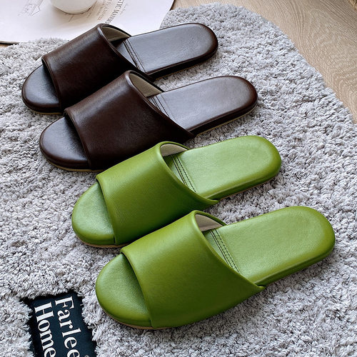 轻奢羊皮夏季室内地板软底凉拖鞋