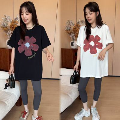 花朵无感印花短袖宽松