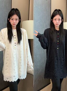二姐的宝藏冬季韩系时尚宽松套头蕾丝慵懒风毛衣#25528