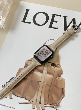 AWin秋冬新款复古精致皮质小蛮腰皮表带适用苹果iwatch78910SE代