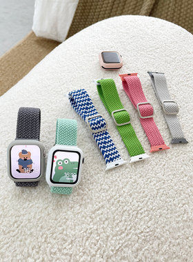 AWin波浪纹弹力休闲运动尼龙编织表带适用苹果手表iwatch7/8/9/se