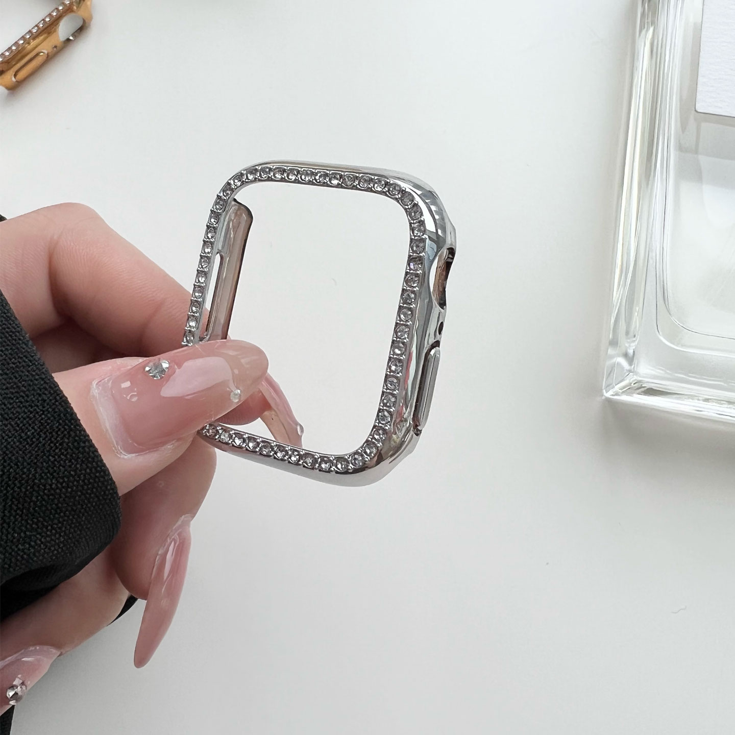 高级感BlingBling轻奢半包钻壳适用iwatch11代8910通用硬壳保护壳
