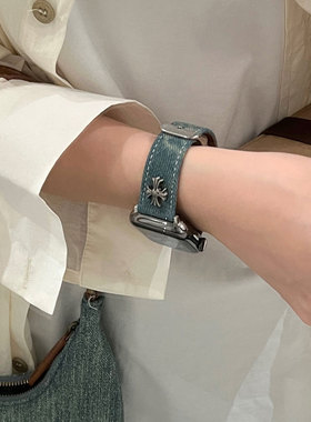 AWin|休闲慵懒风克罗芯扎染牛仔表带适合苹果手表iwatch78910通用