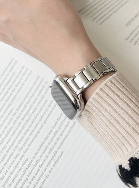AWin星光色不锈钢质感简约细款女表带适用苹果手表iwatch1011通用
