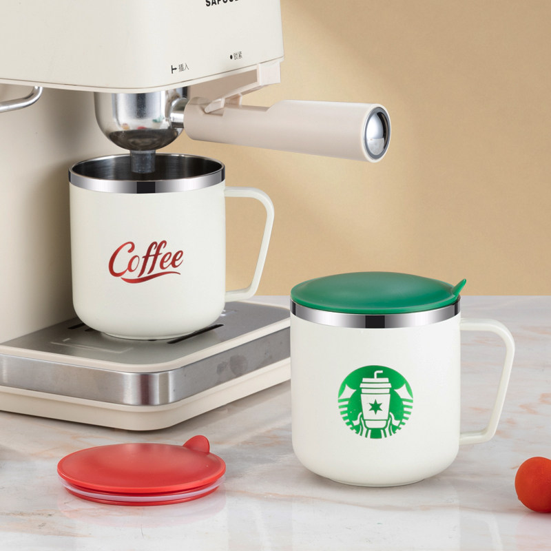 马克杯304不锈钢学生带盖杯子家用喝水冲泡杯办公室泡茶缸咖啡杯