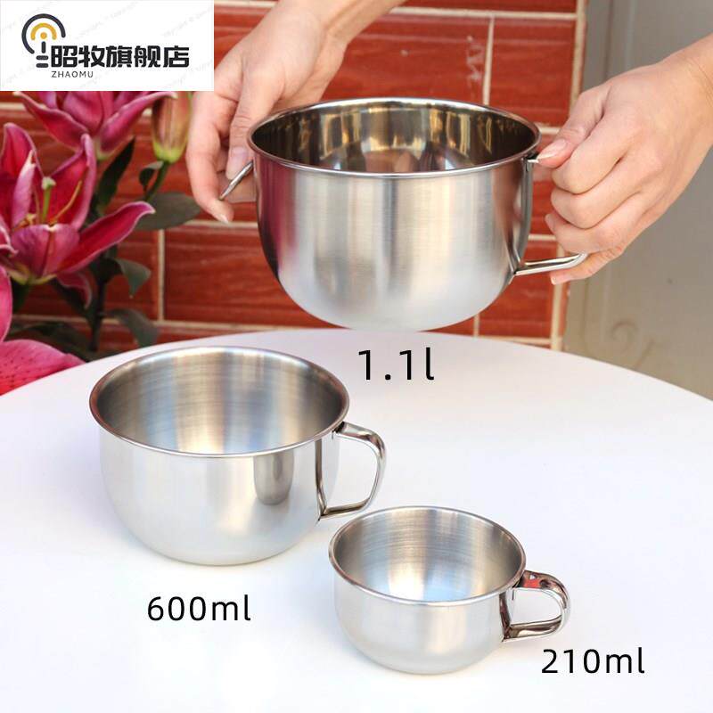 新款 不锈钢饭盒带盖带手柄带把手儿童学生汤碗饭缸304食品级不锈