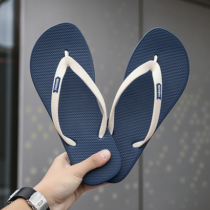 Men's Flip-Flops 2024 New Summer Outdoor Wear Home Bathing Non-Slip Men's Thong Sandals Beach Blue Slippers