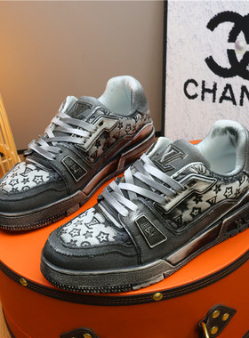 欧美风轻奢男鞋厚底增高休闲板鞋百搭情侣潮鞋低帮黑白增高运动鞋