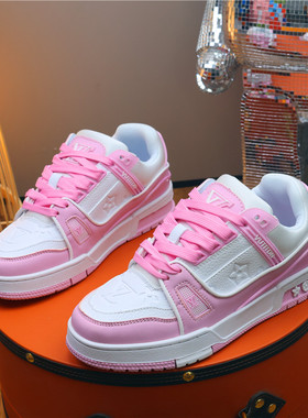 运动休闲低帮粉色小白鞋男板鞋2025情侣低帮休闲平板鞋男女板鞋子
