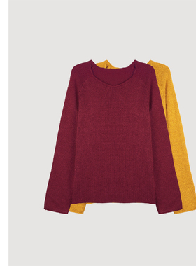 巧珀思｜真丝厚实粗针针织不规则颗粒感柔顺透气圆领针织衫24320