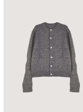 巧珀思｜ 20963软糯丝羊绒透视感圆领单排扣落肩袖宽松针织开衫