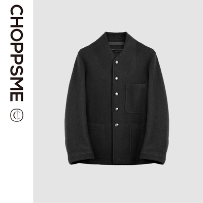 纯羊毛双面羊毛呢V领单排扣外套