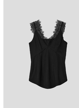 巧珀思｜法式睫毛蕾丝花边吊带衫轻薄柔软粘纤棉A字背心上衣17356