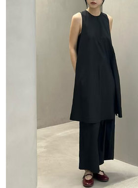 巧珀思｜轻薄柔顺时尚套装侧拉链宽松背心裙14644高腰阔腿裤14627