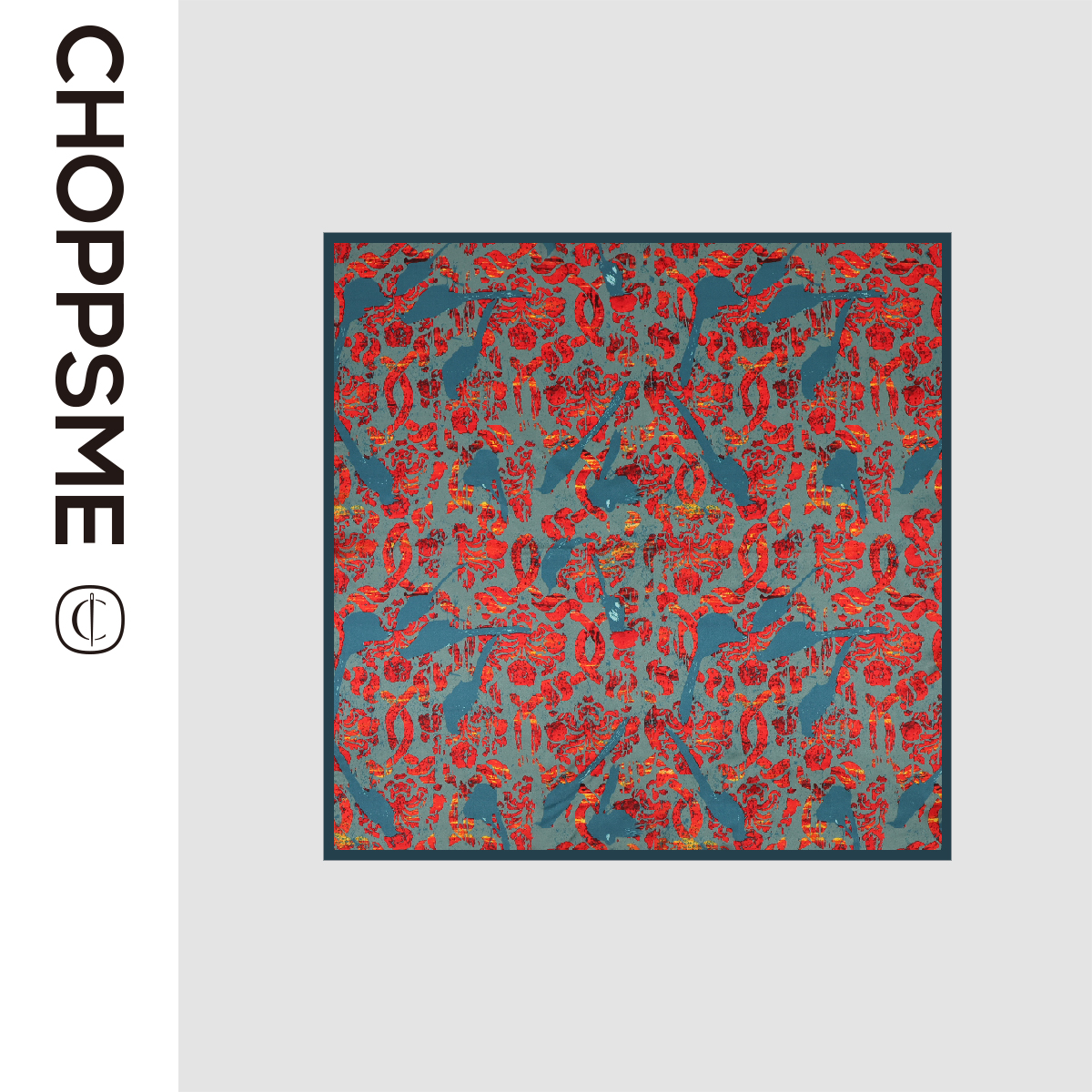 巧珀思｜复古火焰鸟丝巾100%桑蚕丝围巾68cm撞色大方巾气质高雅