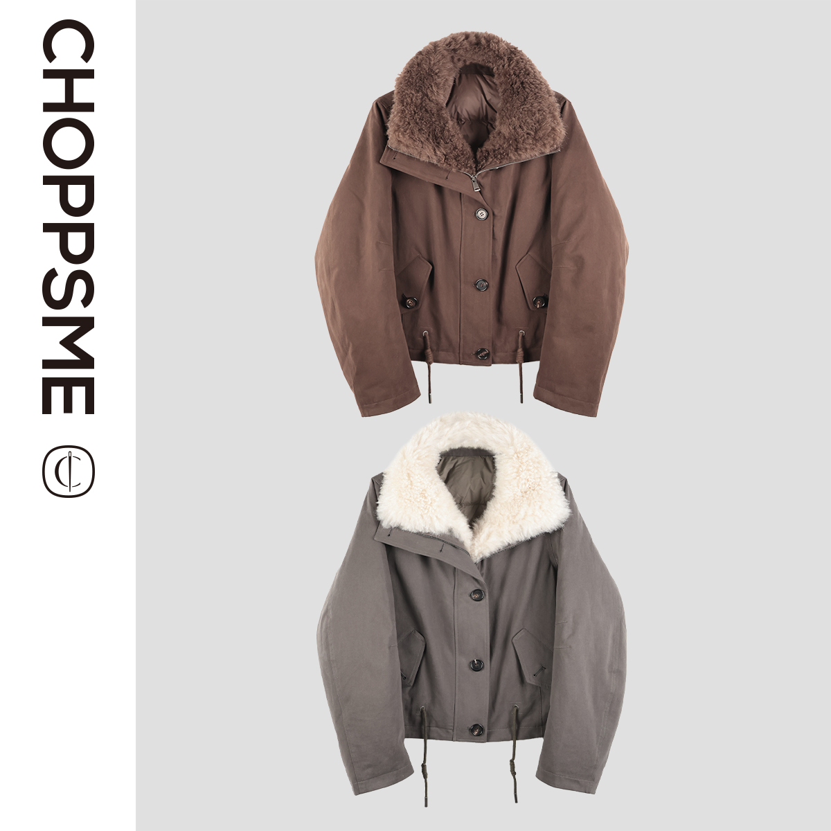 可拆山羊绒毛领派克服