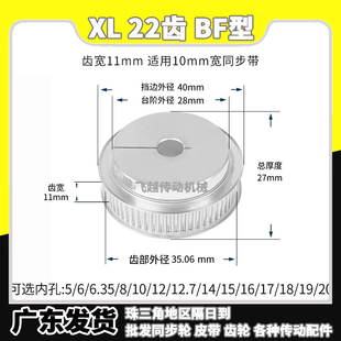 同步轮XL22齿037夹持夹紧型抱紧式 BF型槽宽11快速锁紧梯形齿系列
