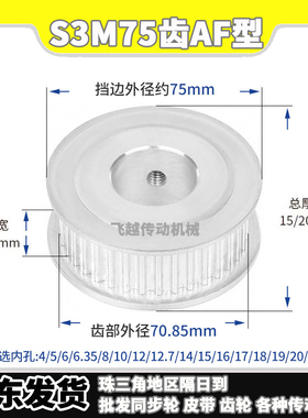 EBF/HTD/HTPA同步轮S3M75齿槽宽11/16两面平100AF型150内孔5-25mm