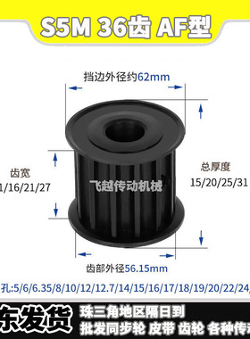 HTPT/EBJ/TSA S5M36齿槽宽11/16/21/27 AF型发黑45#钢内孔8-28mm