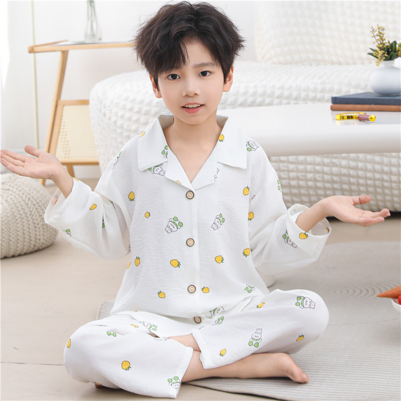 夏季儿童云朵棉家居服男童女童薄款睡衣中小童空调服宝宝休闲套装