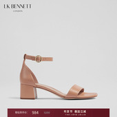 女夏季 2024新款 凉鞋 BENNETT裸色真皮5cm粗跟一字带凉鞋 女款