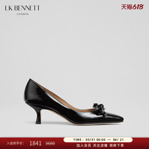 LK BENNETT黑色蝴蝶结装饰高跟鞋2025年春新款时尚尖方头5.5cm猫