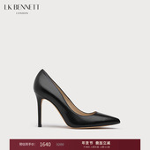 女尖头浅口10cm细跟真皮单鞋 职 BENNETT小 黑色高跟鞋 经典