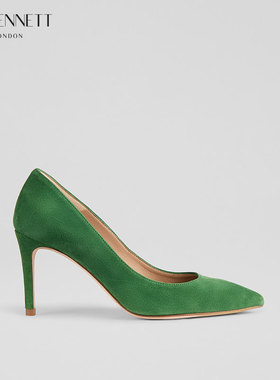 LK BENNETT明绿色高跟鞋2025年春新款进口细跟尖头羊皮绒跟高8.5