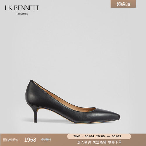 lkbennett黑色羊皮小猫跟女鞋