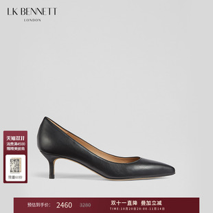 lkbennett黑色低跟单鞋 职场通勤 女尖头小细跟高跟鞋 经典