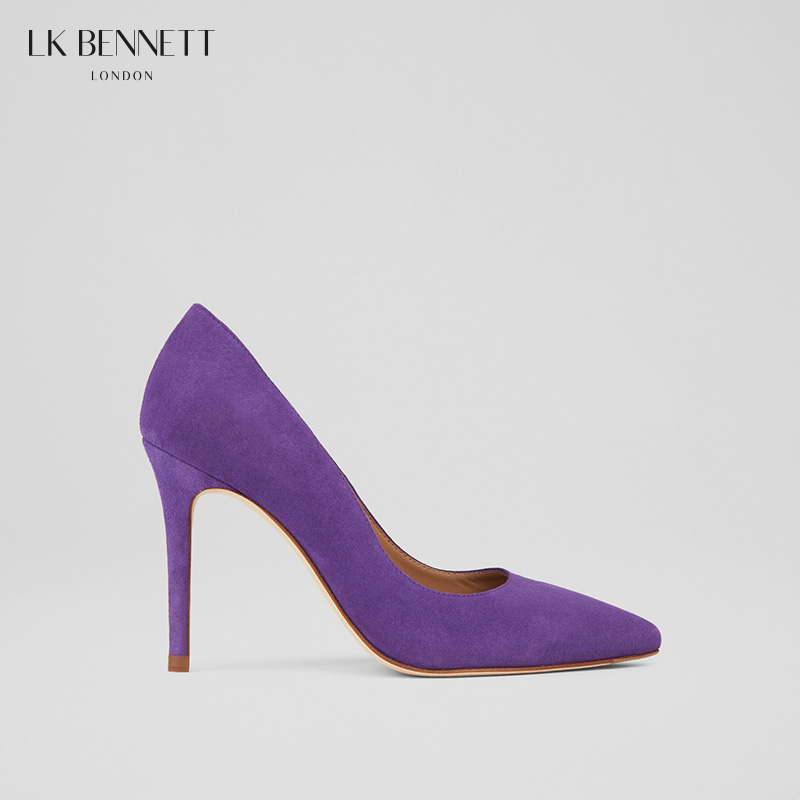 lkbennett2023新款紫色高跟鞋女尖头浅口10cm细跟宴会派对