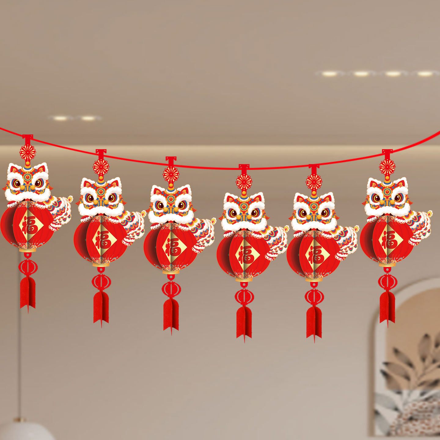 马年装饰挂件拉绳新年元旦春节店铺门面节日活动氛围布置拉花装饰