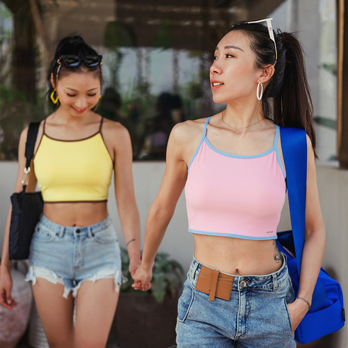 芮柯纳未撞色瑜伽外穿吊带上衣