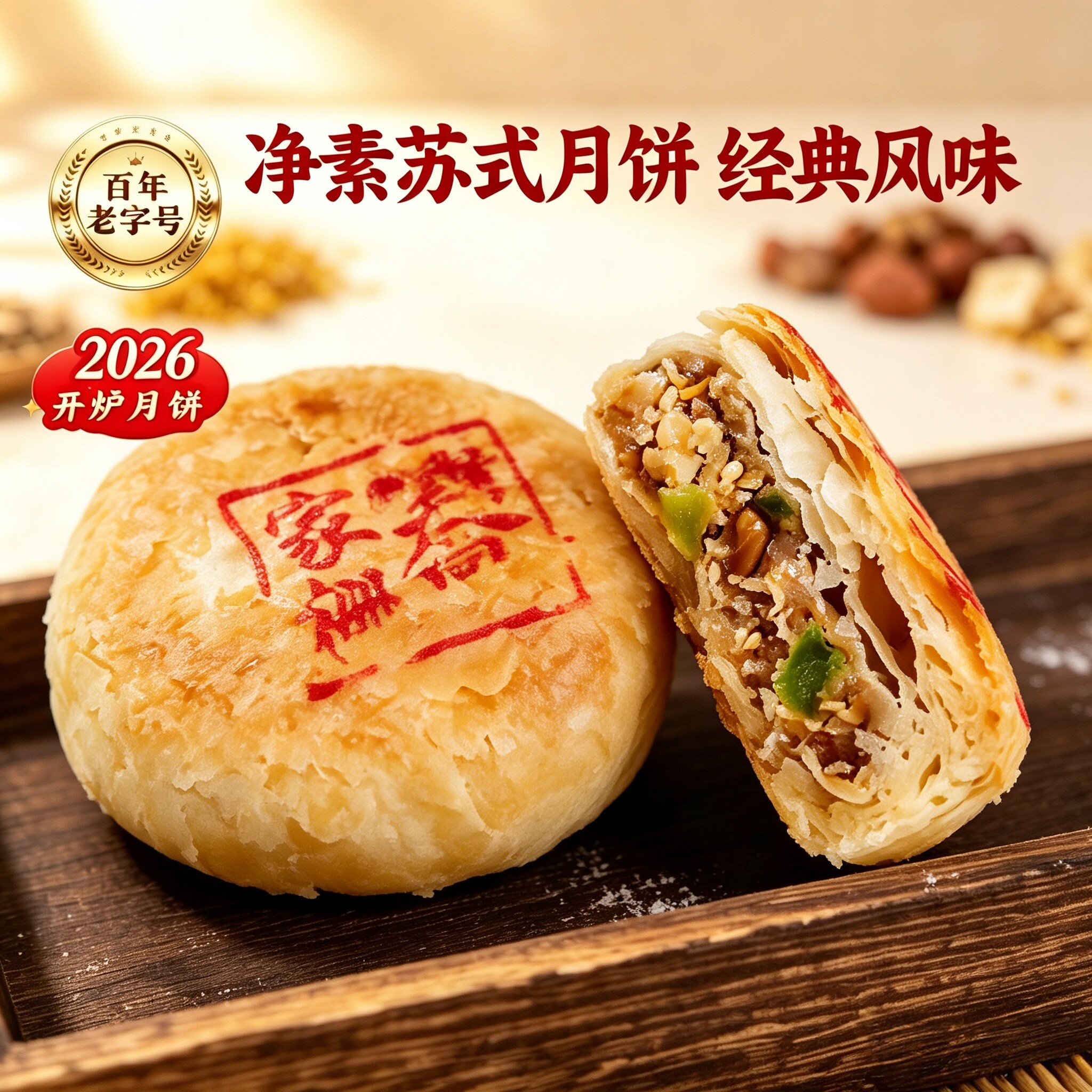 乔家栅椒盐百果苏式月饼净素酥饼上海老字号下午茶点心糕点零食