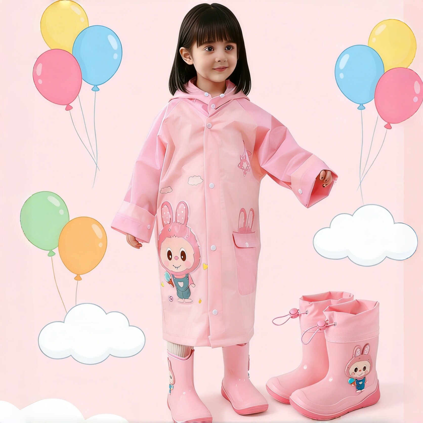 卡通拉布布儿童雨鞋宝宝防滑雨靴女童学生小童幼儿园水鞋防水小孩