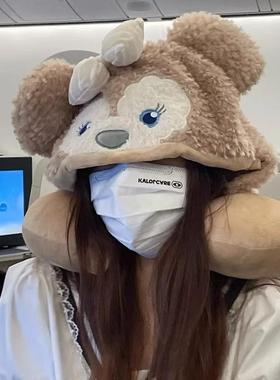 雪莉玫U型枕迪士尼帽子可爱连帽颈枕u形枕开车飞机高铁旅行护颈枕