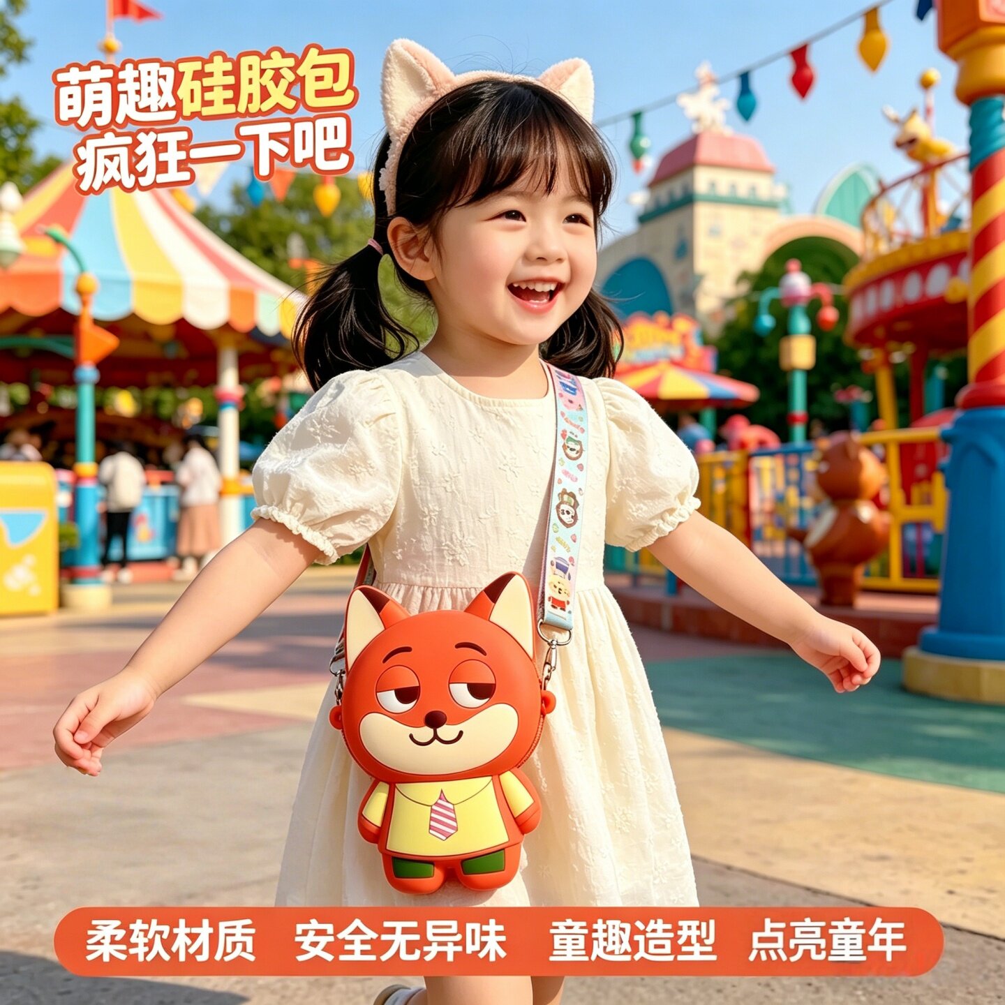 疯狂动物城卡通儿童硅胶包零钱包尼克朱迪兔挂饰钥匙扣收纳斜挎包