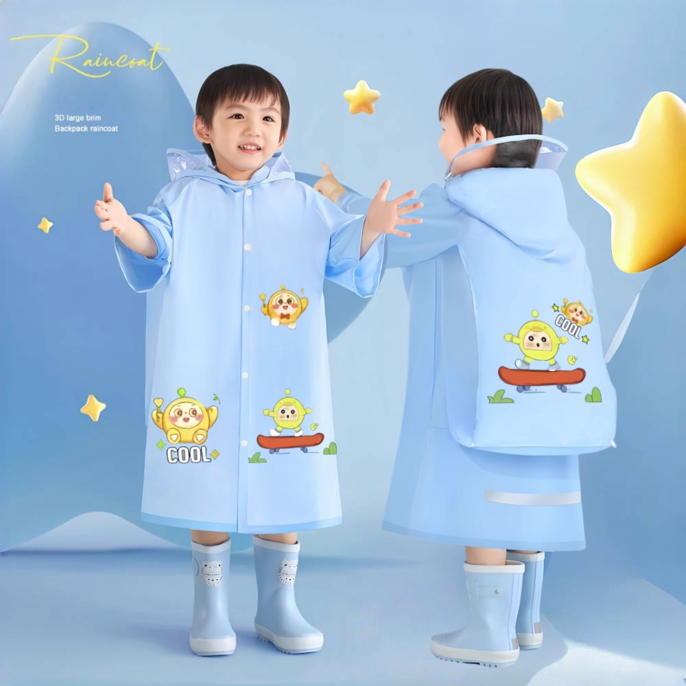 蛋仔儿童雨衣小学生书包位宝宝雨披加厚长款全身防水幼儿园一年级