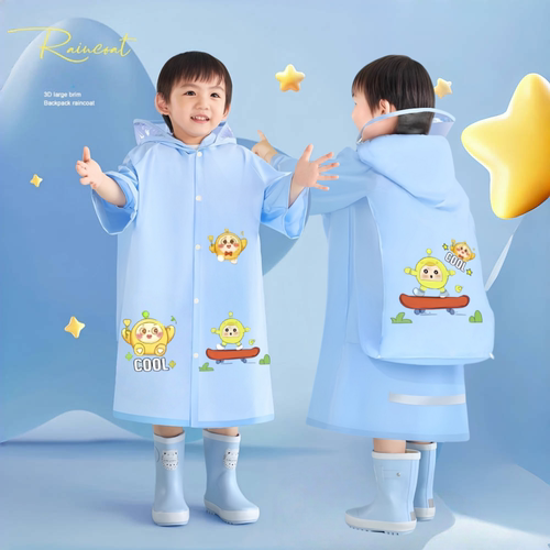 蛋宝儿童雨衣小学生书包位宝宝雨披加厚长款全身防水幼儿园一年级